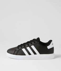 GRAND COURT 2.0 K JNR AD BLACK WHITE BLACK SMOOTH LEATHER