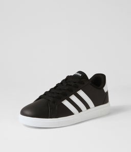 GRAND COURT 2.0 K JNR AD BLACK WHITE BLACK SMOOTH LEATHER