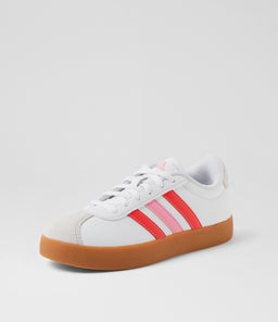 VL COURT 3.0 JNR AD WHITE BRIGHT RED BLISS PINK SMOOTH SUEDE