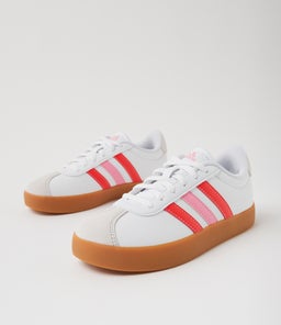 VL COURT 3.0 JNR AD WHITE BRIGHT RED BLISS PINK SMOOTH SUEDE