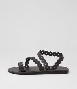 IKARIA SANDAL AF BLACK LEATHER