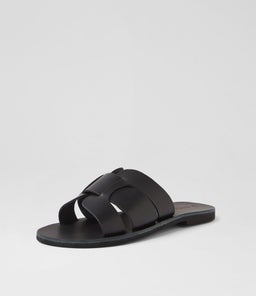 ISMENE SANDAL AF BLACK LEATHER