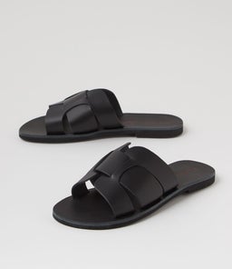 ISMENE SANDAL AF BLACK LEATHER