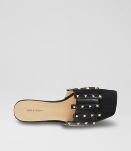 PYRAMID STUD SLIDE B2 BLACK LEATHER