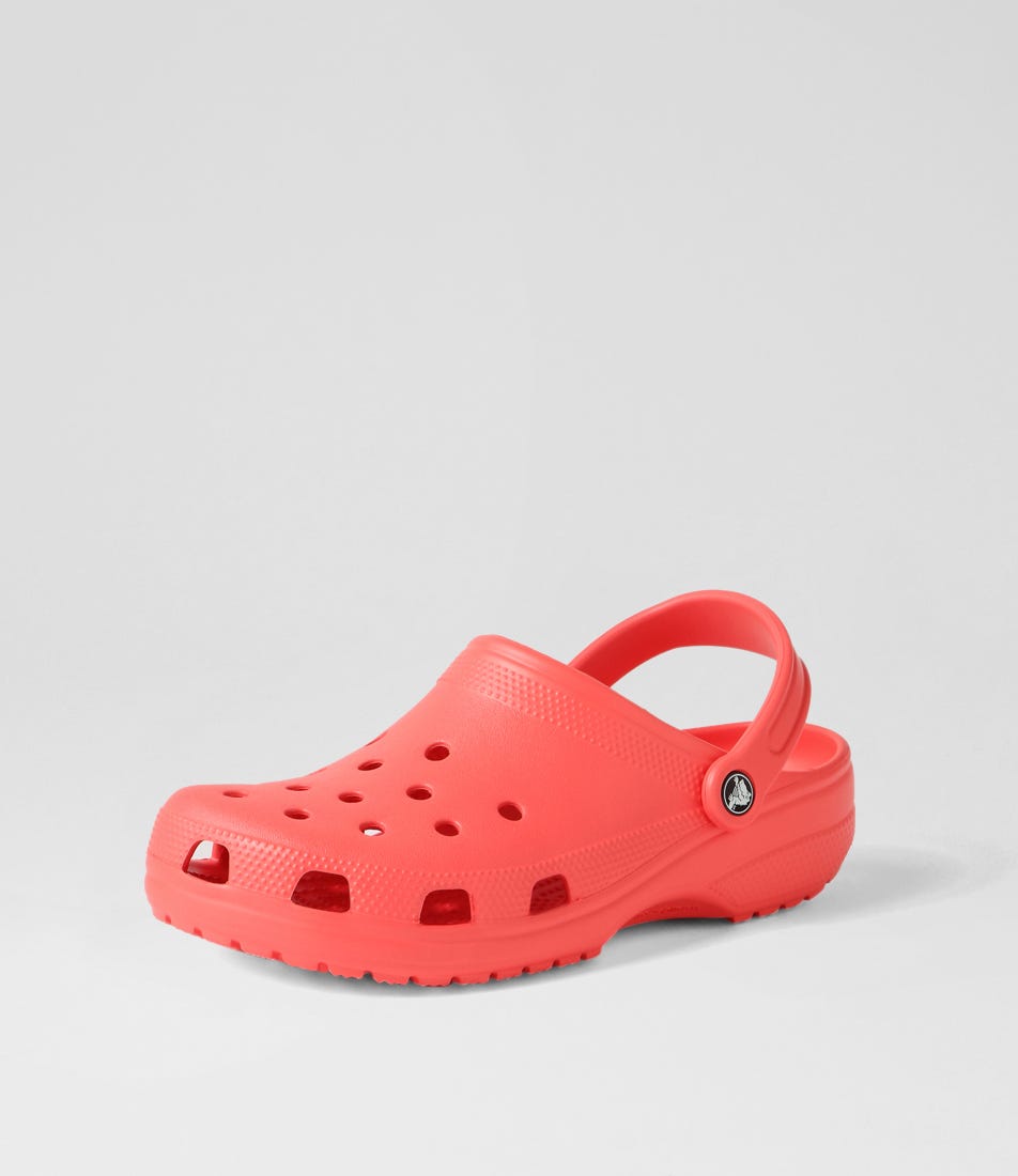 Coral crocs on sale