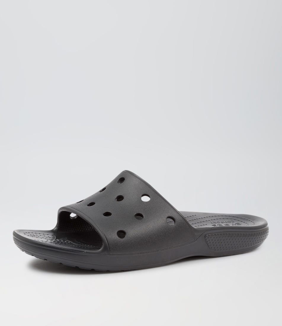 Black outlet croc slides