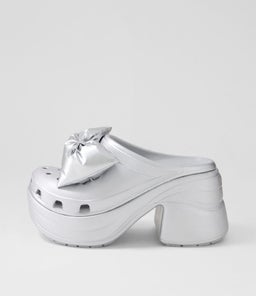 210050 PUFF BOW SIREN CLOG CC SILVER METALLIC CROSLITE