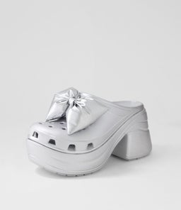 210050 PUFF BOW SIREN CLOG CC SILVER METALLIC CROSLITE