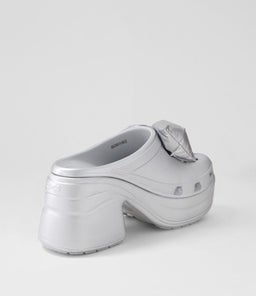 210050 PUFF BOW SIREN CLOG CC SILVER METALLIC CROSLITE