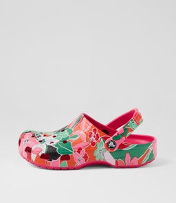 WOODCUT FLORAL CLOG JNR CC DRAGON FRUIT CROSLITE