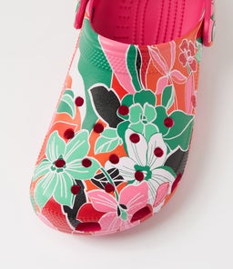 WOODCUT FLORAL CLOG JNR CC DRAGON FRUIT CROSLITE