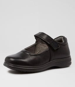GIGI JNR HALF CF BLACK LEATHER