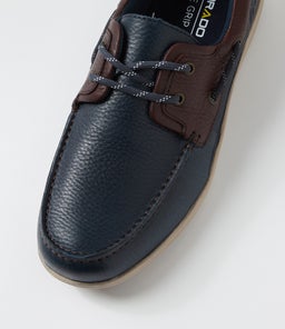 ASKIT CF NAVY BROWN TUMBLE LEATHER