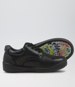KENNY JNR LACE E SB CF BLACK LEATHER