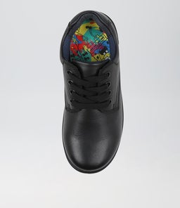 KENNY JNR LACE E SB CF BLACK LEATHER