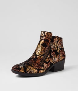 ZALEN DF GOLD FLORAL SUEDE