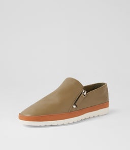 ASHLI DF KHAKI DK TAN LEATHER
