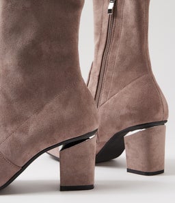 PALESHA DF TAUPE STRETCH MICROSUEDE
