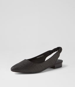 DIORAH DF BLACK WOVEN LEATHER