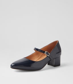 OVALE DF NAVY PATENT LEATHER