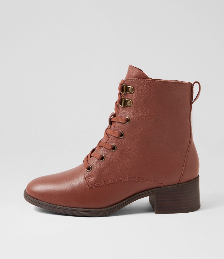 Tunes Walnut Leather Lace Up Boots by Diana Ferrari Shop Online at Styletread NZ