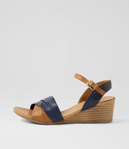 PLEASA DF NAVY TAN LEATHER
