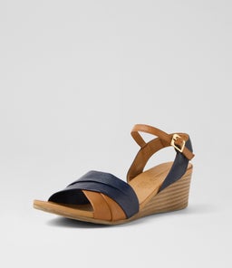 PLEASA DF NAVY TAN LEATHER