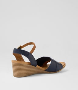 PLEASA DF NAVY TAN LEATHER