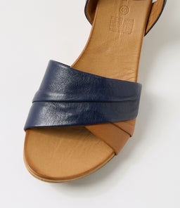 PLEASA DF NAVY TAN LEATHER