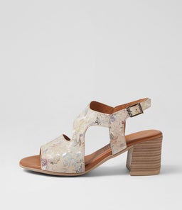 WALTZIN DF TAUPE FLORAL LEATHER