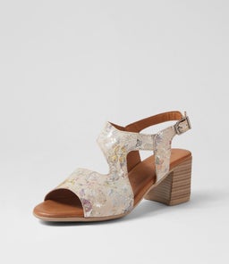 WALTZIN DF TAUPE FLORAL LEATHER