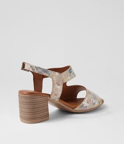 WALTZIN DF TAUPE FLORAL LEATHER