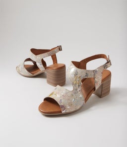 WALTZIN DF TAUPE FLORAL LEATHER