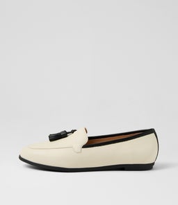 LORRAYNE DF CREAM BLACK LEATHER