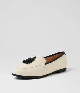 LORRAYNE DF CREAM BLACK LEATHER