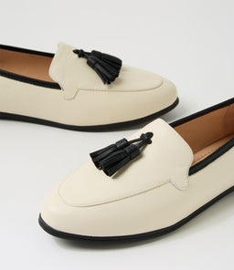 LORRAYNE DF CREAM BLACK LEATHER