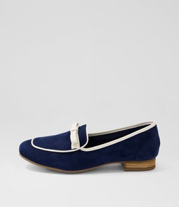 TEMMAS DF NAVY CREAM SUEDE LEATHER