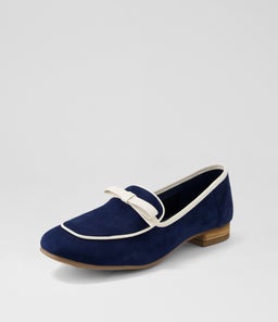 TEMMAS DF NAVY CREAM SUEDE LEATHER