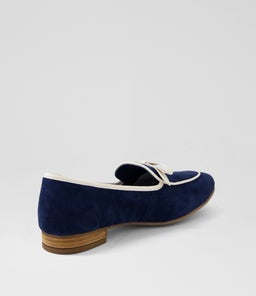 TEMMAS DF NAVY CREAM SUEDE LEATHER