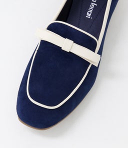 TEMMAS DF NAVY CREAM SUEDE LEATHER