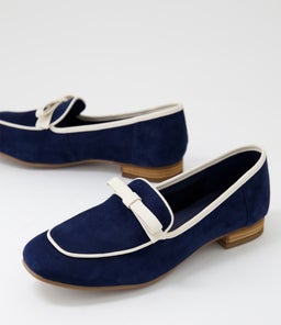 TEMMAS DF NAVY CREAM SUEDE LEATHER