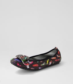 BELLEZ BLACK SHOE PRINT LEATHER
