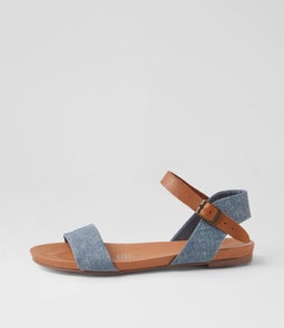 JINNIT BLUE DENIM TAN LEATHER