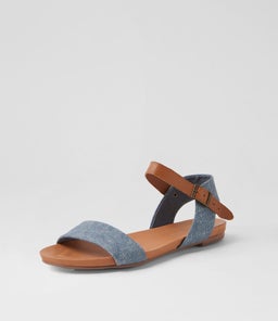 JINNIT BLUE DENIM TAN LEATHER