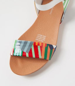 JINNIT WHITE STRIPE MULTI WHITE PATENT LEATHER