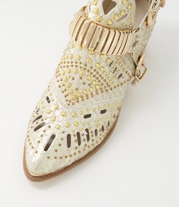 HASPER ALMOND METALLIC CUT LEATHER