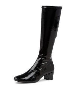 HAYLEYS BLACK STRETCH PATENT PU