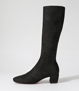 HAYLEYS BLACK SPARKLE STRETCH MICROSUEDE