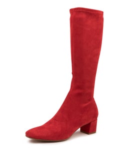 HAYLEYS RED STRETCH MICROSUEDE