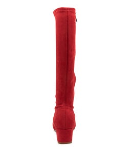 HAYLEYS RED STRETCH MICROSUEDE